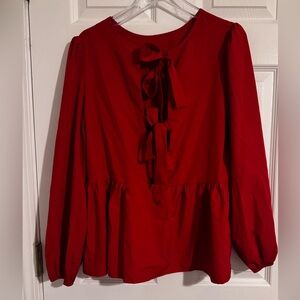 SHEIN Vibrant Red Blouse with Bow Detail